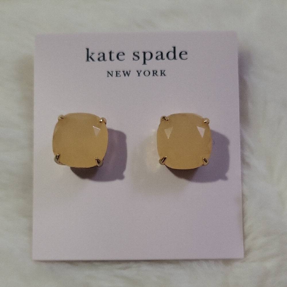Kate Spade Light Tan Square Stud Earrings
